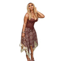 European and american cross-border women's fashion:  summer new arrival - elegant vintage plaid asymmetrical high-waisted slimming midi skirt