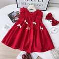 Girls' bowknot flutter sleeve dress - new summer style, sleeveless beach sundress with lace trim for little girls