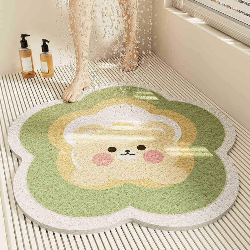 Special-shaped flower bathroom non-slip floor mat cut out wire loop shower room anti-fall foot mat bathroom bathtub drain foot mat