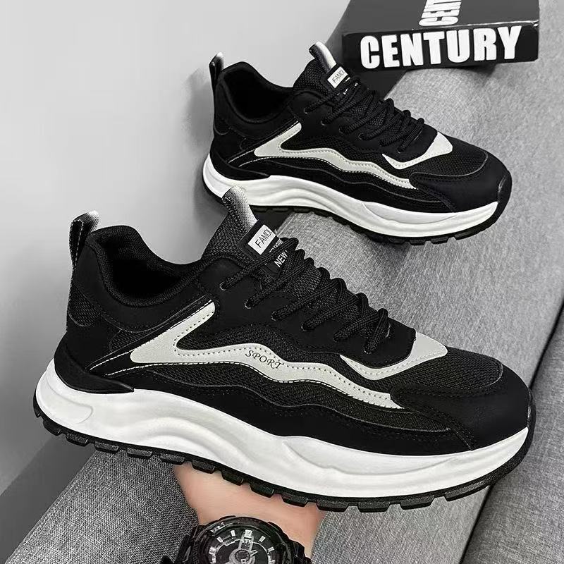 Men's summer breathable mesh athletic casual running shoes - versatile, height-increasing, trendy dad shoes for travel and teens