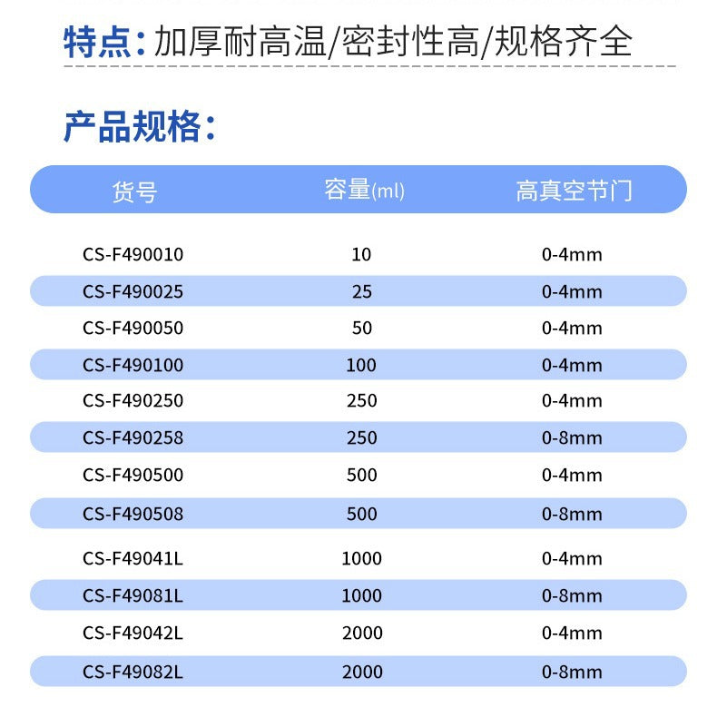 Solvent Storage Ball Bottle with Branch Pipe 10-2000ml Chemistry Laboratory Teaching Glass Instrument F49 Tianjin Chengsheng