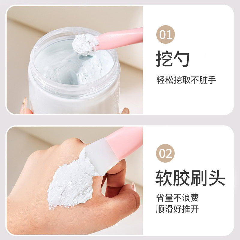 Large double-headed silicone facial mask brush with scoop, small waist, facial cleansing, smear-type mud mask brush, beauty tool