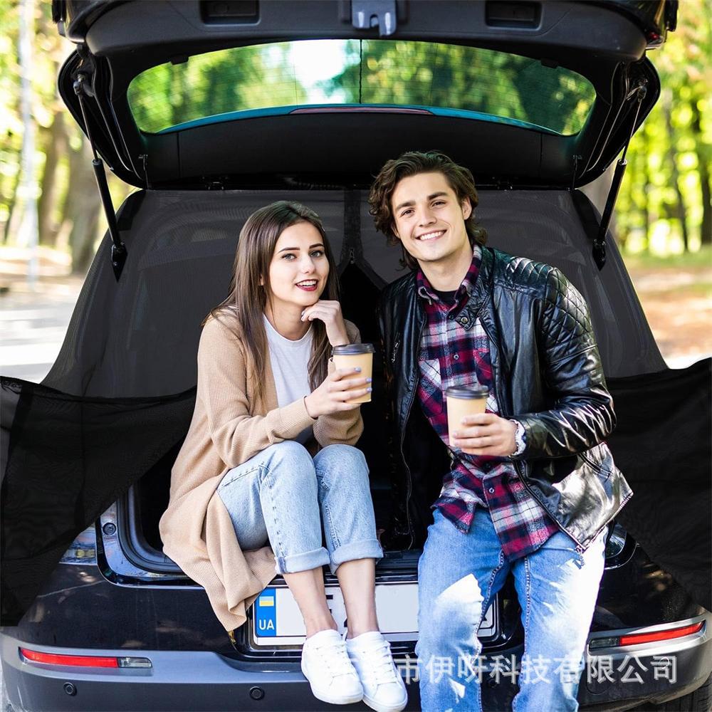 Car tailgate sun shade - mosquito net, ventilation, heat reduction - magnetic mesh screen for trunk