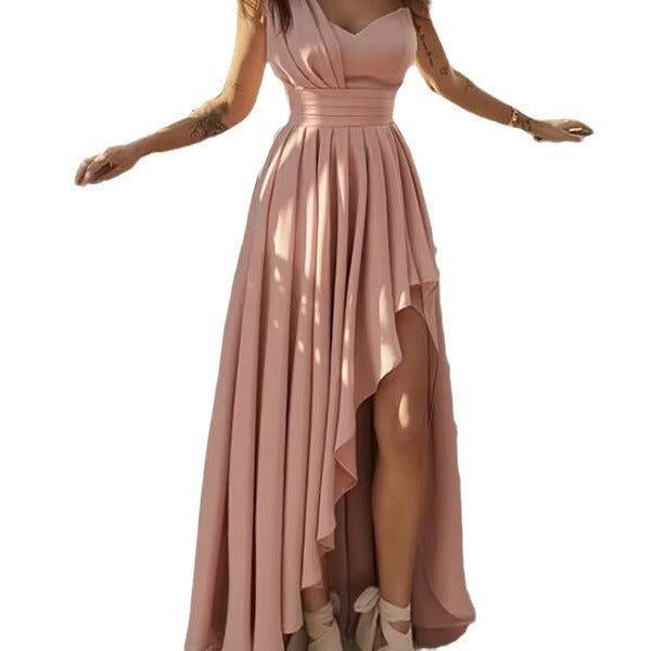 summer new women's clothing: cross-border export fashion, european and american style, asymmetrical one-shoulder high-waisted dress