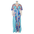 summer new arrival: fashionable and casual printed maxi dress with butterfly sleeves and side slit