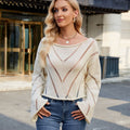 European and american cross-border e-commerce women's spring new arrivals:  independent store hollow-out loose round neck long sleeve pullover sweater