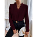 fashion:  autumn new arrivals - chic, minimalist, casual v-neck long sleeve loose fit shirt for women (us/eu)