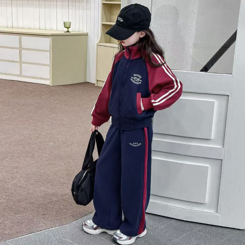 Girls' spring/autumn fashion set - stylish  new kids' activewear - casual class uniforms for older girls - trendy and cool