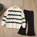 Girls' sweater two-piece set, thickened crew neck,  autumn/winter new collection, little girl's pullover knit sweater outfit