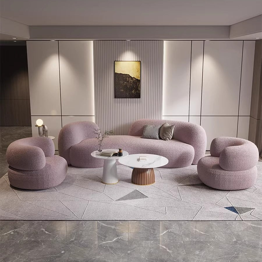 Accessible luxury cashmere fabric curved sofa coffee table modern casual living room beauty salon clothing store furniture popular