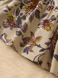 Women's floral print cutout v-neck ruffle hem long sleeve mini dress