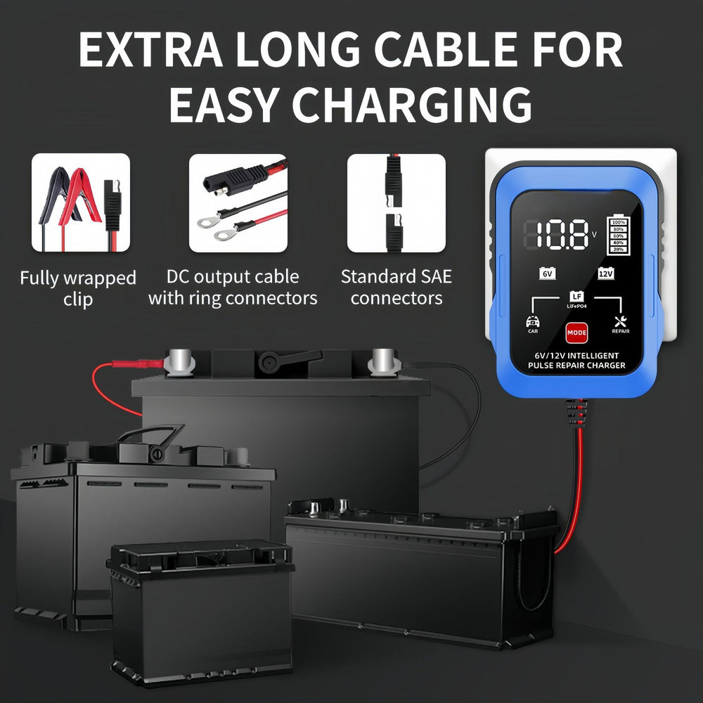 6v/12v charger, ase adapter cable, motorcycle/lawn mower battery charger, car battery charger, motorcycle charging
