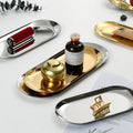 Korean style stainless steel oval tray - gold finish - bbq platter - creative restaurant nordic style dessert & pastry plate