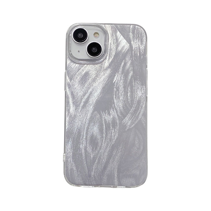 Imd feather yarn suitable for apple 16promax simple anti-fall mobile phone case iphone7p/14 laser silver protective cover