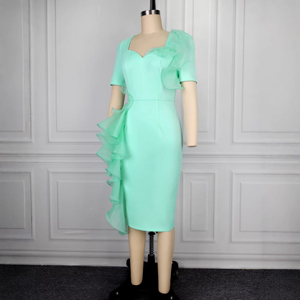 ruffleselegantelegance hip-hugging dress high waist mint green hip-hugging party evening dress dress