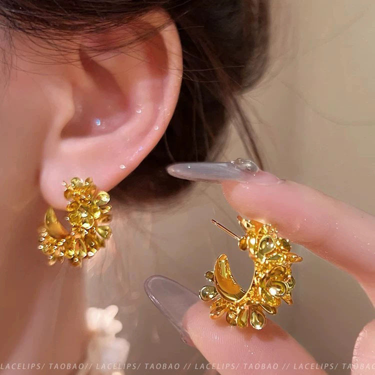 925 sterling silver needle spring/summer floral earrings - elegant, high-end, unique pearl stud earrings - wholesale