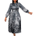 D238 free belt   spring cross-border new long-sleeved high-waisted printed plus size banquet export dress