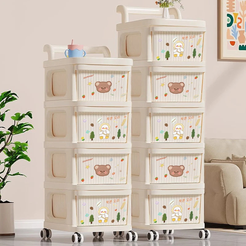 New shelf trolley household snack storage cabinet multi-layer drawer with wheels removable storage rack locker