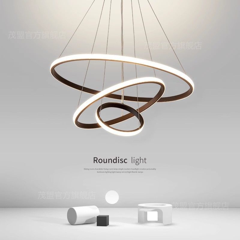 Internet celebrity LED ring chandelier bedroom restaurant light simple modern creative personality Nordic bar dining room lighting