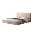 Floating bed modern casual master bedroom large bed classy genuine leather bed accessible luxury modern soft bag wedding bed sensor light suspended bed
