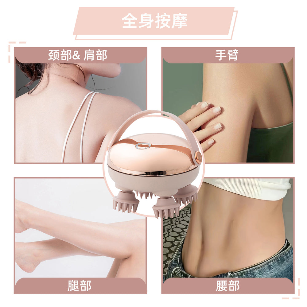 smart head wireless kneading massager with red light therapy and heat compression - mini electric massage device for smart stress relief