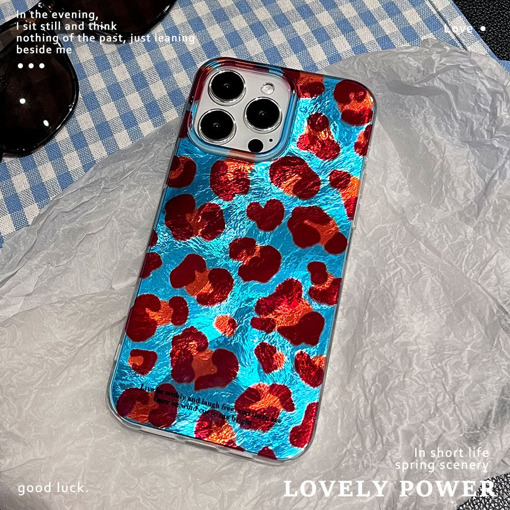 New leopard print big hole glacier phone case for apple 16 pro max, anti-drop iphone 17 fashion protective cover