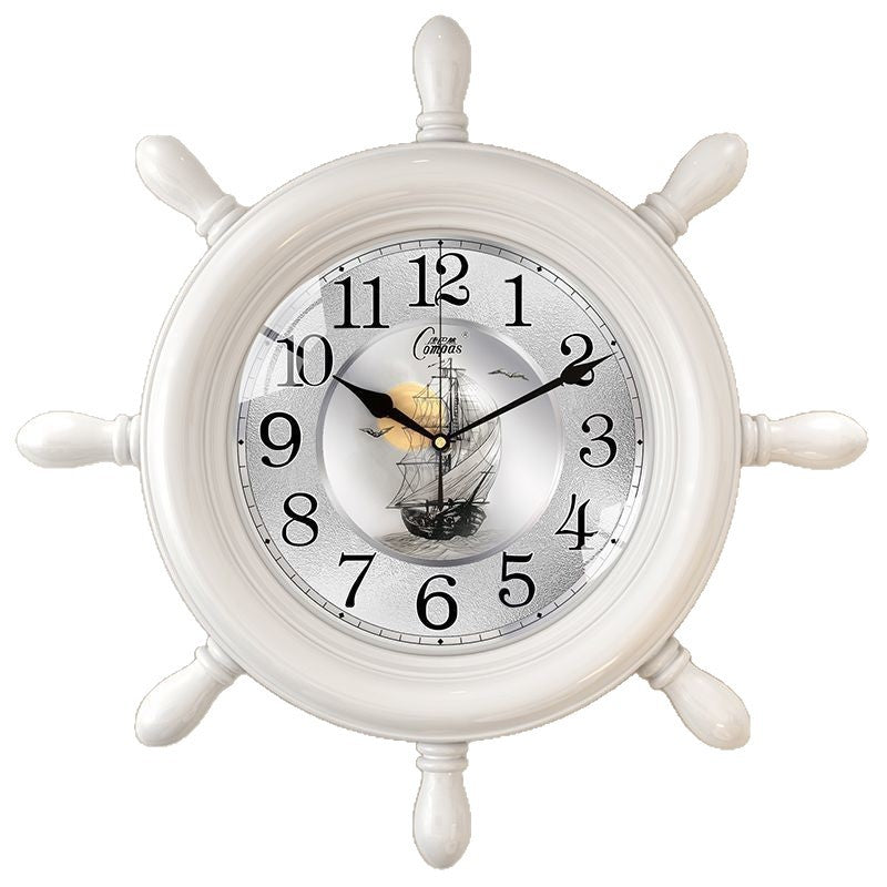 Rudder new chinoiserie wall clock living room mediterranean wall clock fashion clock silent quartz clock creative clock
