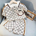 Boys' short-sleeve summer outfit set -  new korean style kids' shirt, stylish baby summer fashion two-piece set