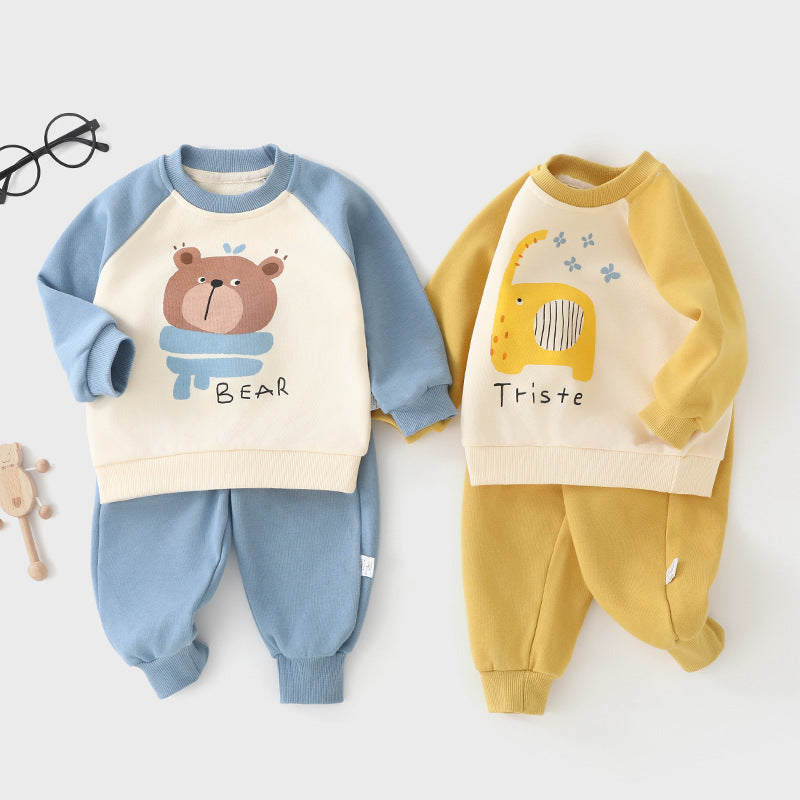 Kids' cartoon two-piece outfit: long-sleeve top and pants set - casual, autumn new arrivals for toddlers