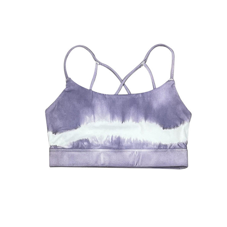 Ink wash print kids' yoga outfit set - girls' sports tank top & high-stretch, skin-friendly compression top