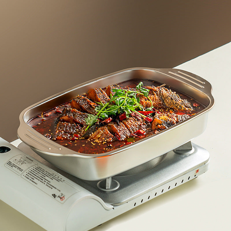 Commercial grilled fish oven, grilled fish pan, stainless steel grilled fish tray, rectangular tray, universal for home induction cookers and gas stoves