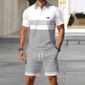 hot-selling men's polo shirt set, new summer two-piece casual short-sleeve and shorts set, dropshipping available