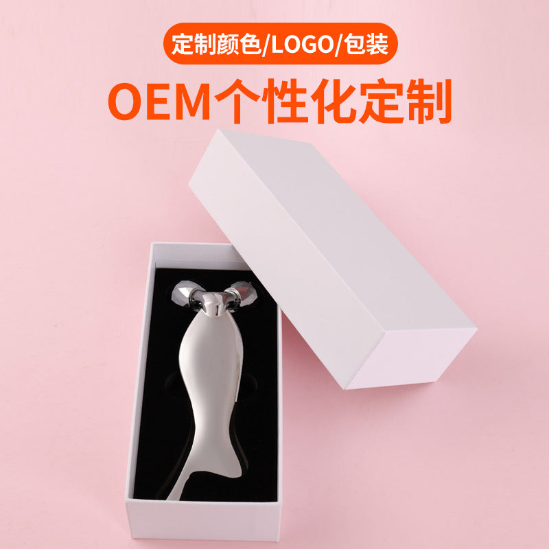Manufacturer's 3d roller massager, facial lifting and firming v-face beauty massage stick, handheld metal scraping instrument