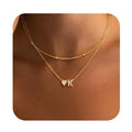 European and american amazon stylish initial heart letter necklace pendant double layer clavicle girls holiday jewelry gift