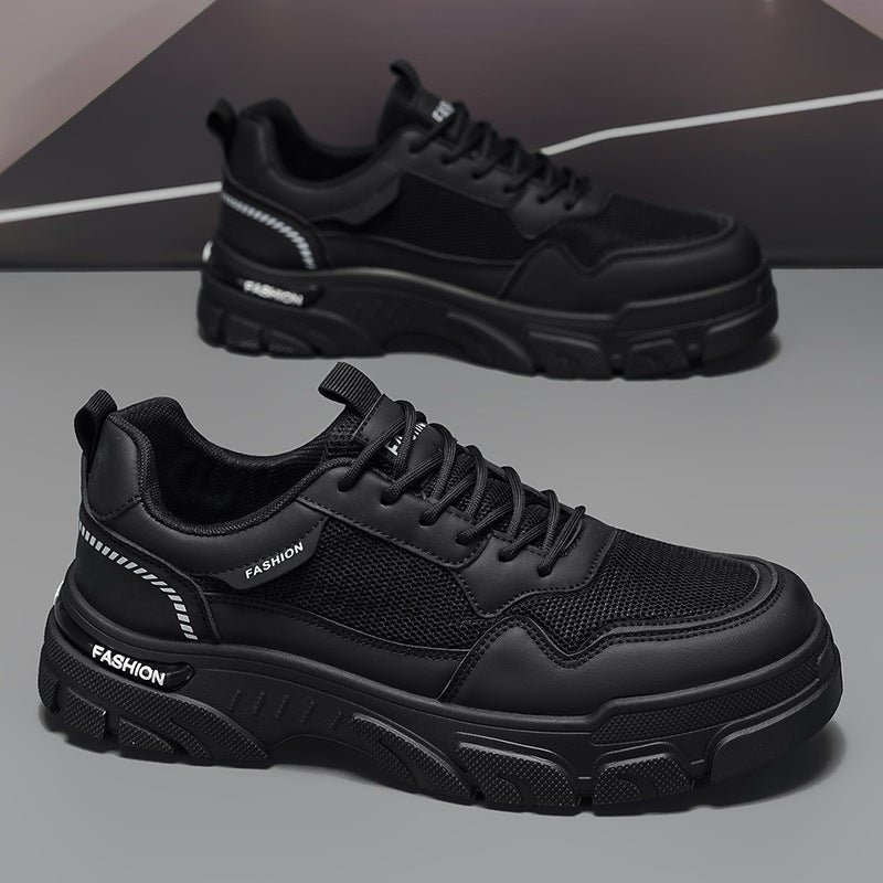 Men's 2026 spring new mesh breathable athletic casual shoes - youth trendy versatile chunky sole skate shoes
