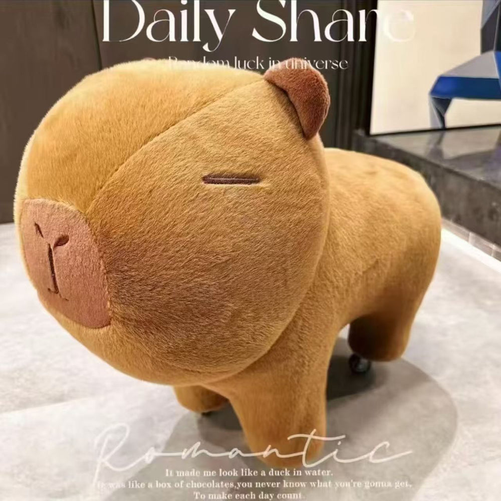 Cute capybara animal stool - living room home use, kids' low stool with universal wheels, plush changing stool