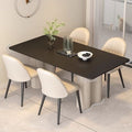 Black rock slab rectangular dining table and chair set - new italian style combination for small spaces - modern minimalist home dining table