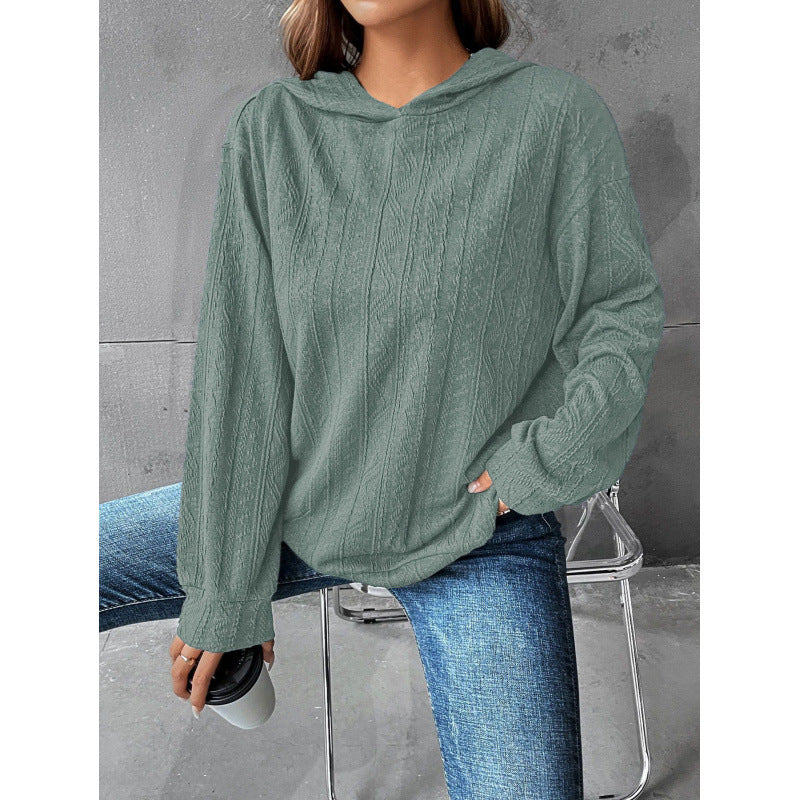Shein independent station 1688  hot selling solid color drop shoulder hooded long sleeve sweatshirt