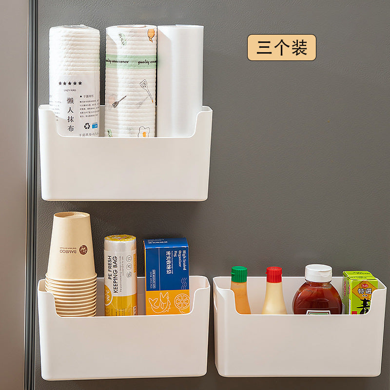 Kitchen seasoning, bathroom tissue sundries storage box, plastic refrigerator side multi-functional plastic wrap wall-mounted storage box