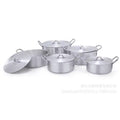 Ready-to-ship 7-piece sandblasted aluminum cookware set - direct from african manufacturer - wholesale aluminum sandblasted pots & frying pans