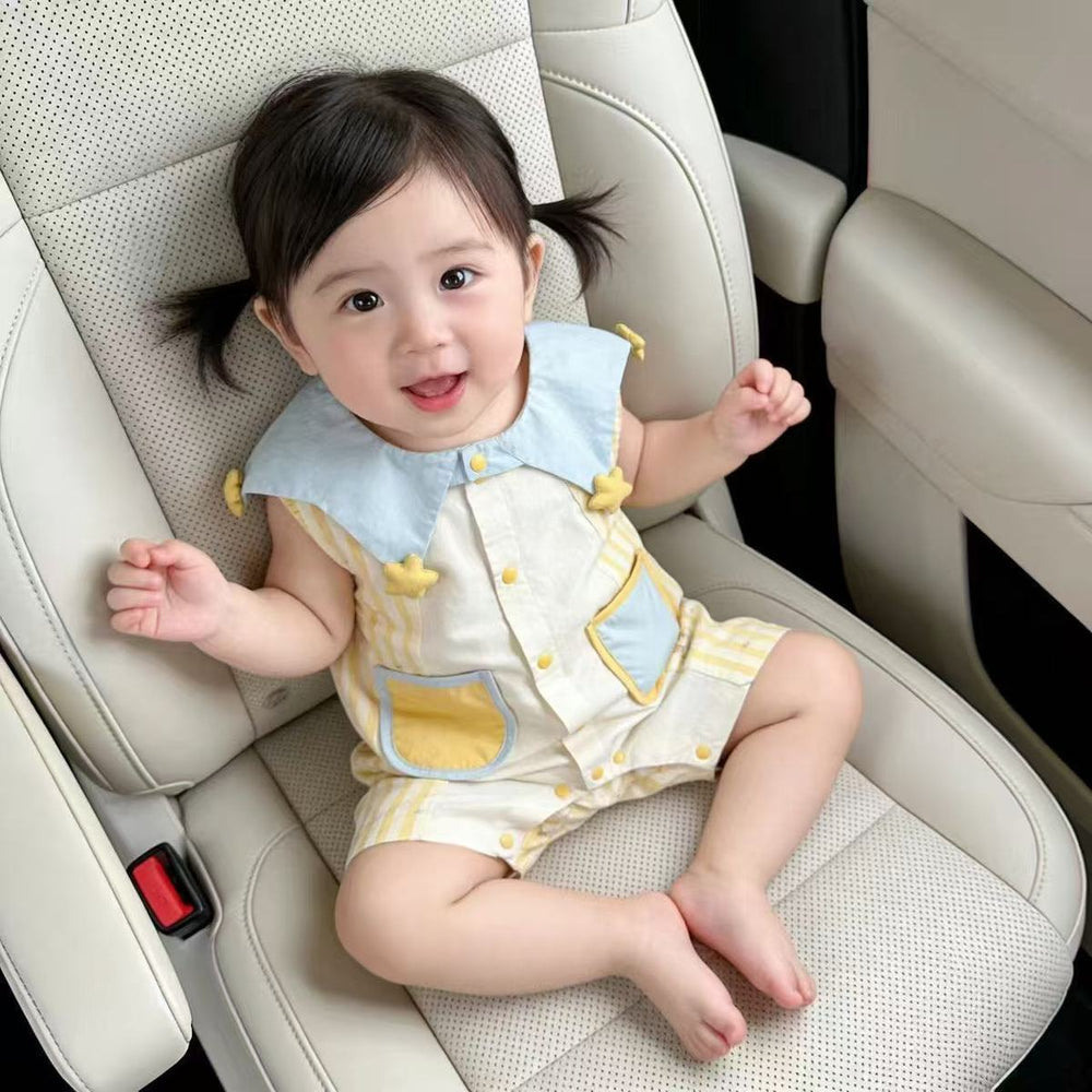 Summer lightweight newborn baby clothes - cute cartoon sleeveless romper for boys and girls, perfect for first birthday celebrations