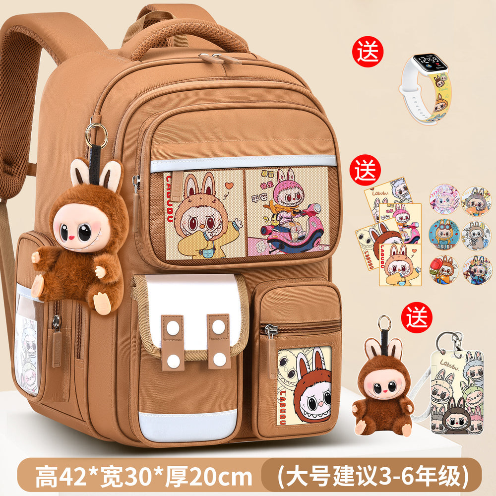 Labubu backpack - new 2026 model for elementary school students (grades 1-6). lightweight, spine-protecting, and load-reducing design for boys and girls