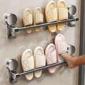 Bathroom suction cup slipper rack - no drilling required, toilet wall-mounted organizer, slipper storage solution