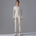 new arrival: brushed nylon long-sleeve yoga set - high-stretch, breathable, compression activewear two-piece for running and fitness