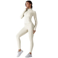 Amazon's new stand-up collar zipper long sleeves yoga clothes high waist hip lifting tight pants naked running fitness suit