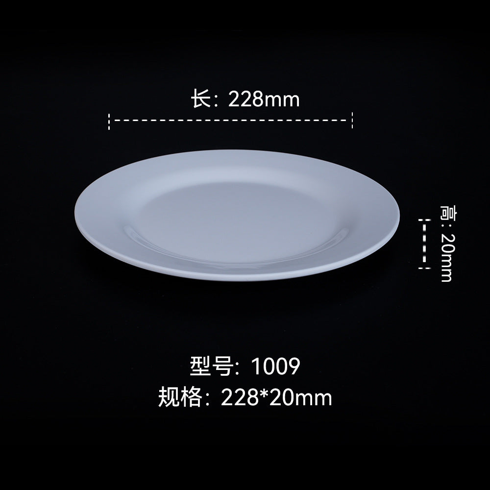 Melamine dinnerware white imitation porcelain premium round plate flat plate plastic dish commercial round plate customization