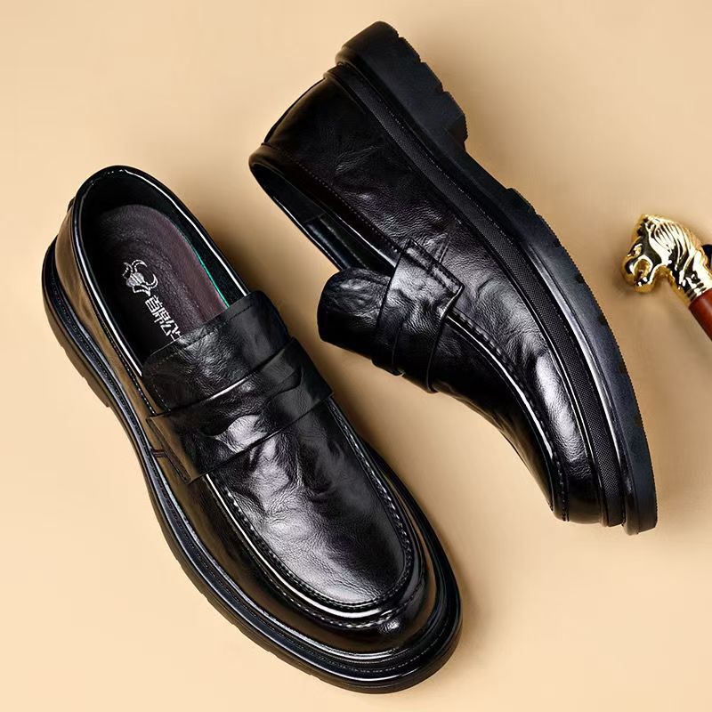 New men's leather shoes - slip-on style, perfect for business, weddings, interviews, and casual wear. featuring a comfortable, thick sole and a classic british design
