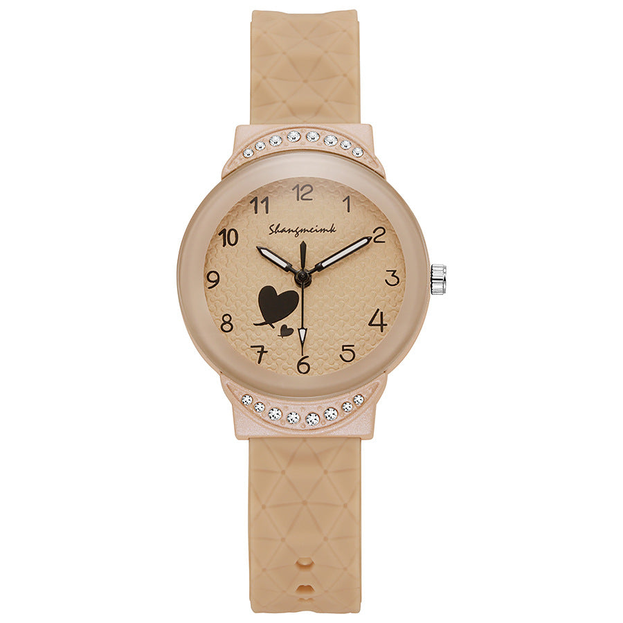 Ins candy color student watch with diamond small watch for girls, middle school student, high school student, girl quartz watch