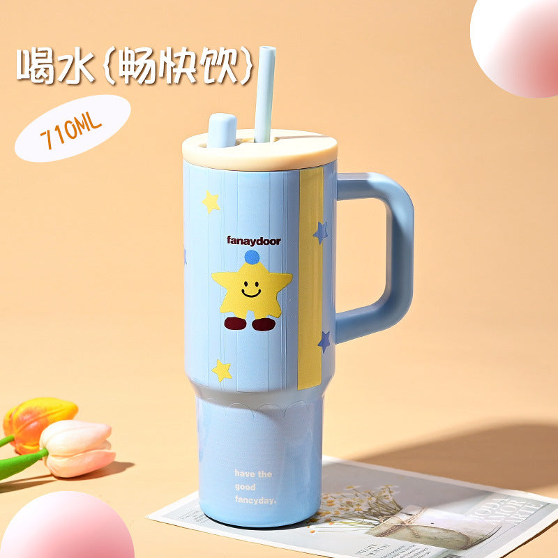 Big mac 316 straw thermos cup large capacity water cup female double drink ton cup high appearance ice cup