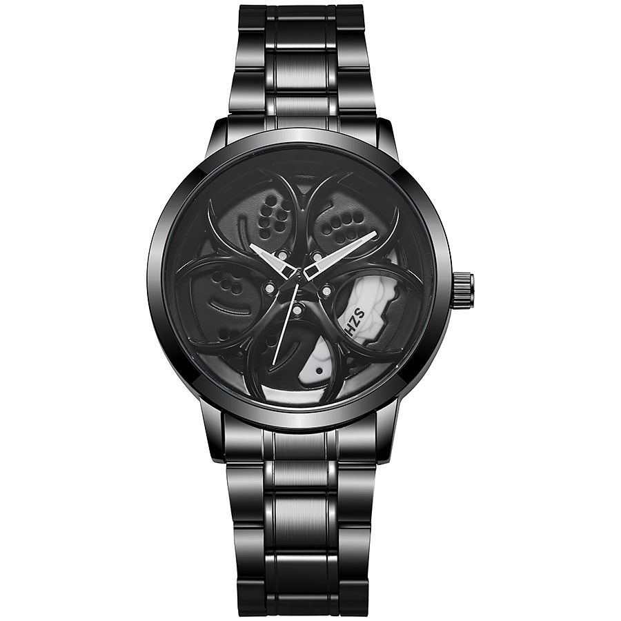New arrival cool sports car wheel hub watch inner ring can rotate men's wheel style quartz watch fashiontrendy men's watch
